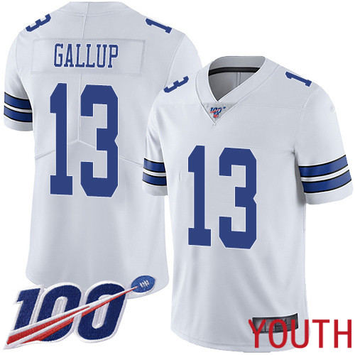 Youth Dallas Cowboys Limited White Michael Gallup Road 13 100th Season Vapor Untouchable NFL Jersey